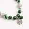 John Bead Imitation Malachite Natural Stone Stretch Bracelet with Flower Charm
